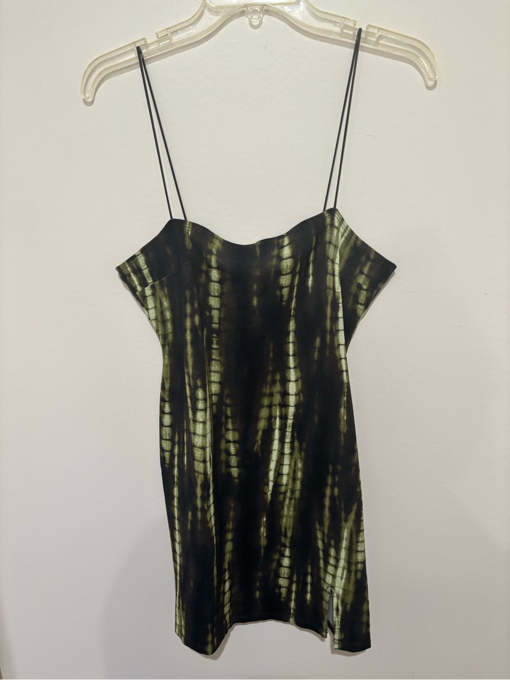 Sleeveless Olive Green Tie-Dye Dress